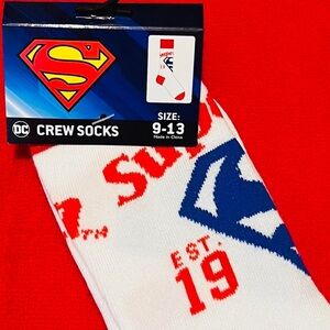 DC Superman Crew Socks - White, Blue, and Red